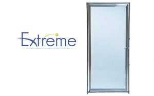 The Direct Extreme Kennel System includes a glass dog-kennel door option in 1/4-inch tempered glass, framed in heavy-duty stainless steel